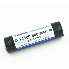Keepower 14500 3,7 volt Li-Ion batteri 840 mAh med sikkerhedskredsløb